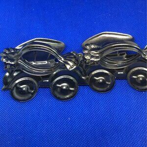 Vintage Ornate Silver Miniature Carriages - Set of 2 - Elegant Tabletop Decor